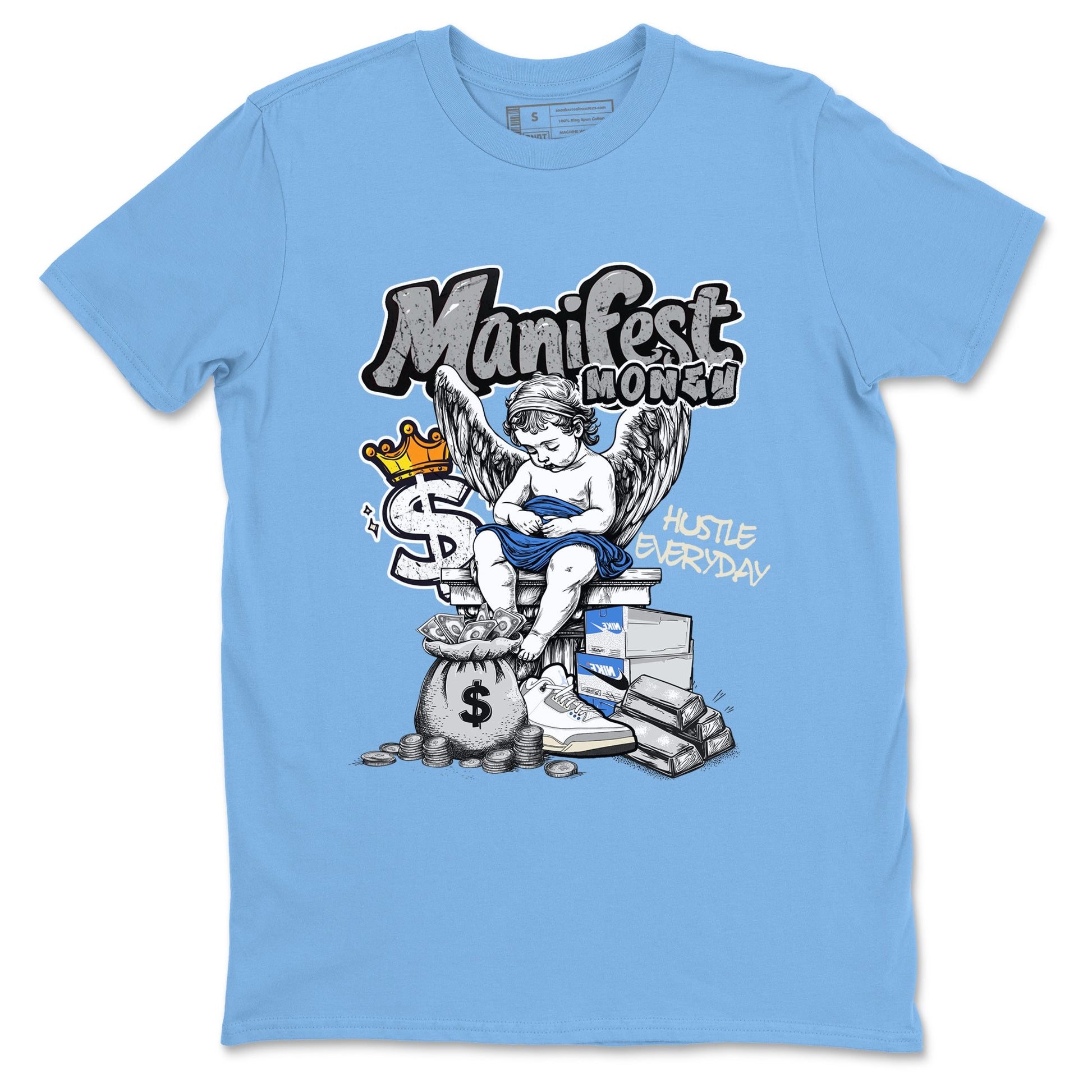3s Lucky Shorts shirts to match jordans Manifest Money best t shirts to wear with jordans Air Jordan 3 Lucky Shorts match shoes to clothes SNRT Sneaker Tees unisex cotton Carolina Blue 2 shirts
