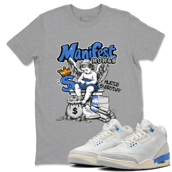 3s Lucky Shorts shirts to match jordans Manifest Money best t shirts to wear with jordans Air Jordan 3 Lucky Shorts match shoes to clothes SNRT Sneaker Tees unisex cotton Heather Grey 1 shirts