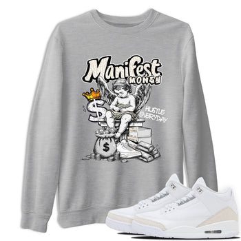 Manifest Money sneaker match t-shirt styled to complete your fit with the Air Jordan 3 Pure Money sneakers, shown in Heather Grey 1.