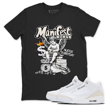 Manifest Money sneaker match t-shirt styled to complete your fit with the Air Jordan 3 Pure Money sneakers, shown in Black 1.