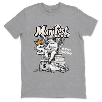 Manifest Money sneaker match t-shirt styled to complete your fit with the Air Jordan 3 Pure Money sneakers, shown in Heather Grey 2.