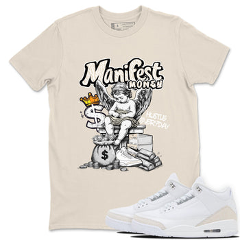 Manifest Money sneaker match t-shirt styled to complete your fit with the Air Jordan 3 Pure Money sneakers, shown in Natural 1.