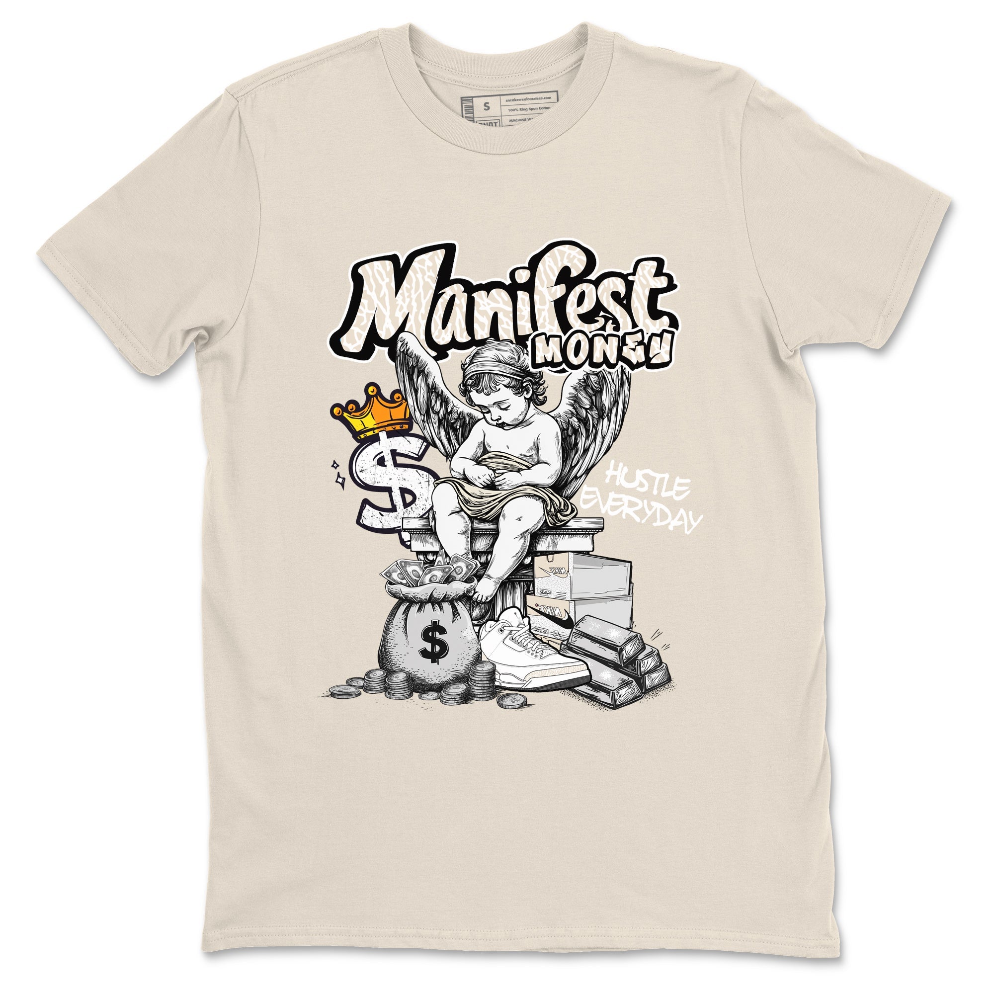 Manifest Money sneaker match t-shirt styled to complete your fit with the Air Jordan 3 Pure Money sneakers, shown in Natural 2.