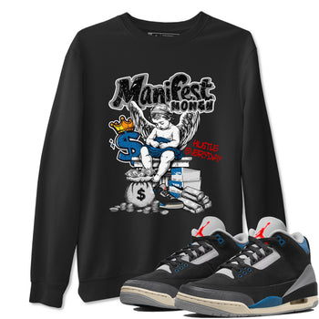 Manifest Money sneaker match t-shirt styled to complete your fit with the Air Jordan 3 Rare Air sneakers, shown in Black 1.