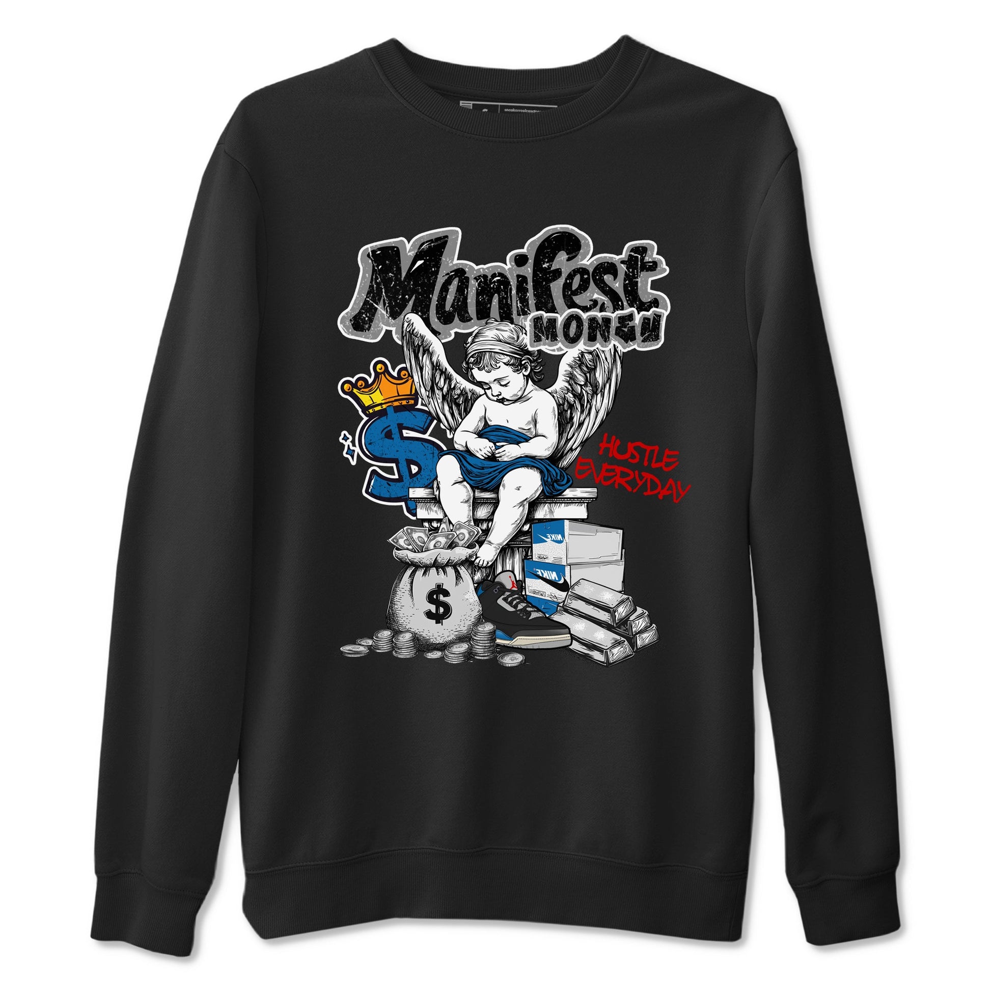 Manifest Money sneaker match t-shirt styled to complete your fit with the Air Jordan 3 Rare Air sneakers, shown in Black 2.