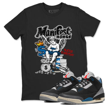 Manifest Money sneaker match t-shirt styled to complete your fit with the Air Jordan 3 Rare Air sneakers, shown in Black 1.