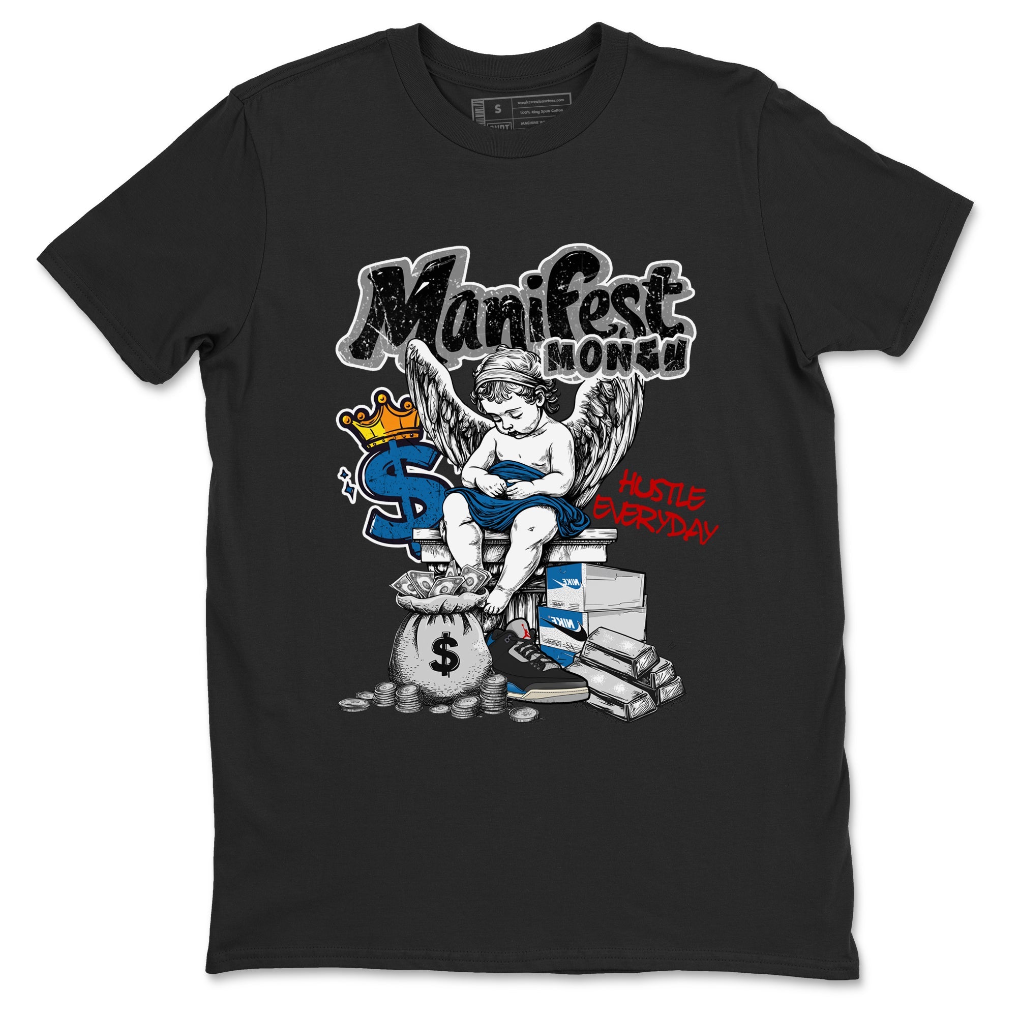 Manifest Money sneaker match t-shirt styled to complete your fit with the Air Jordan 3 Rare Air sneakers, shown in Black 2.