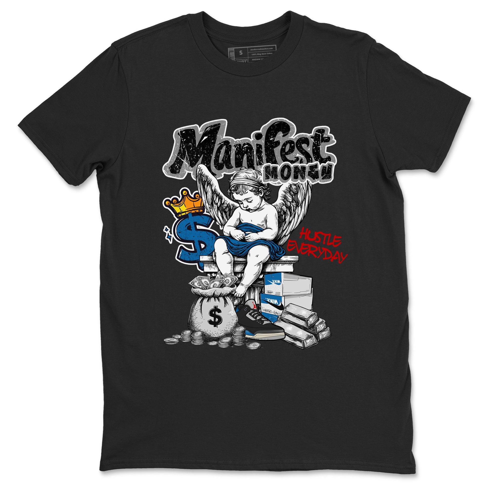 Manifest Money sneaker match t-shirt styled to complete your fit with the Air Jordan 3 Rare Air sneakers, shown in Black 2.