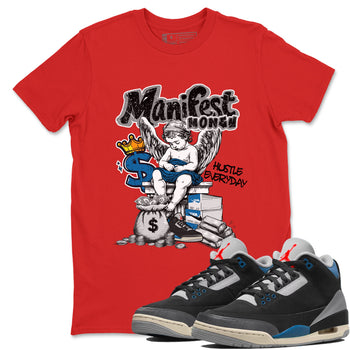 Manifest Money sneaker match t-shirt styled to complete your fit with the Air Jordan 3 Rare Air sneakers, shown in Red 1.