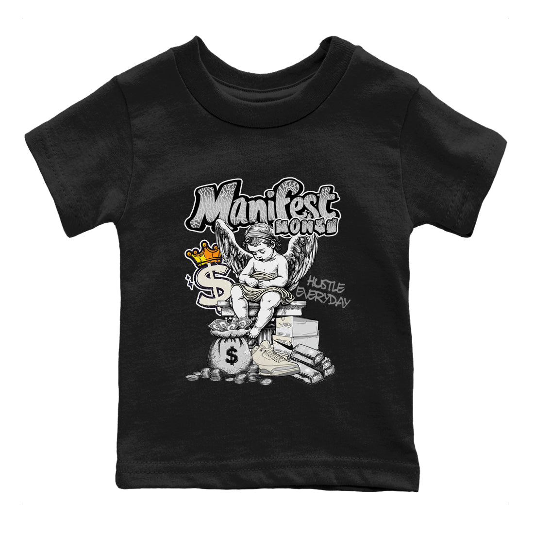 3s Sail and Cement Grey shirts to match jordans Manifest Money sneaker match tees Air Jordan 3 Retro Sail and Cement Grey match shoes to clothes SNRT Sneaker Tees Youth Baby Black 2 tee