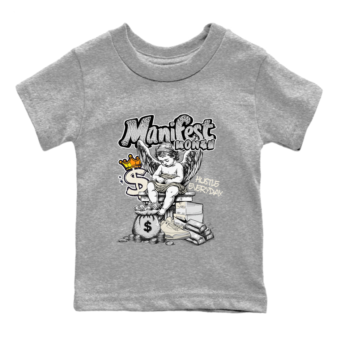 3s Sail and Cement Grey shirts to match jordans Manifest Money sneaker match tees Air Jordan 3 Retro Sail and Cement Grey match shoes to clothes SNRT Sneaker Tees Youth Baby Heather Grey 2 tee