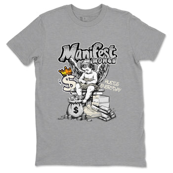 3s Sail and Cement Grey shirts to match jordans Manifest Money sneaker match tees Air Jordan 3 Retro Sail and Cement Grey match shoes to clothes SNRT Sneaker Tees unisex cotton Heather Grey 2 shirts