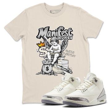 3s Sail and Cement Grey shirts to match jordans Manifest Money sneaker match tees Air Jordan 3 Retro Sail and Cement Grey match shoes to clothes SNRT Sneaker Tees unisex cotton Natural 1 shirts