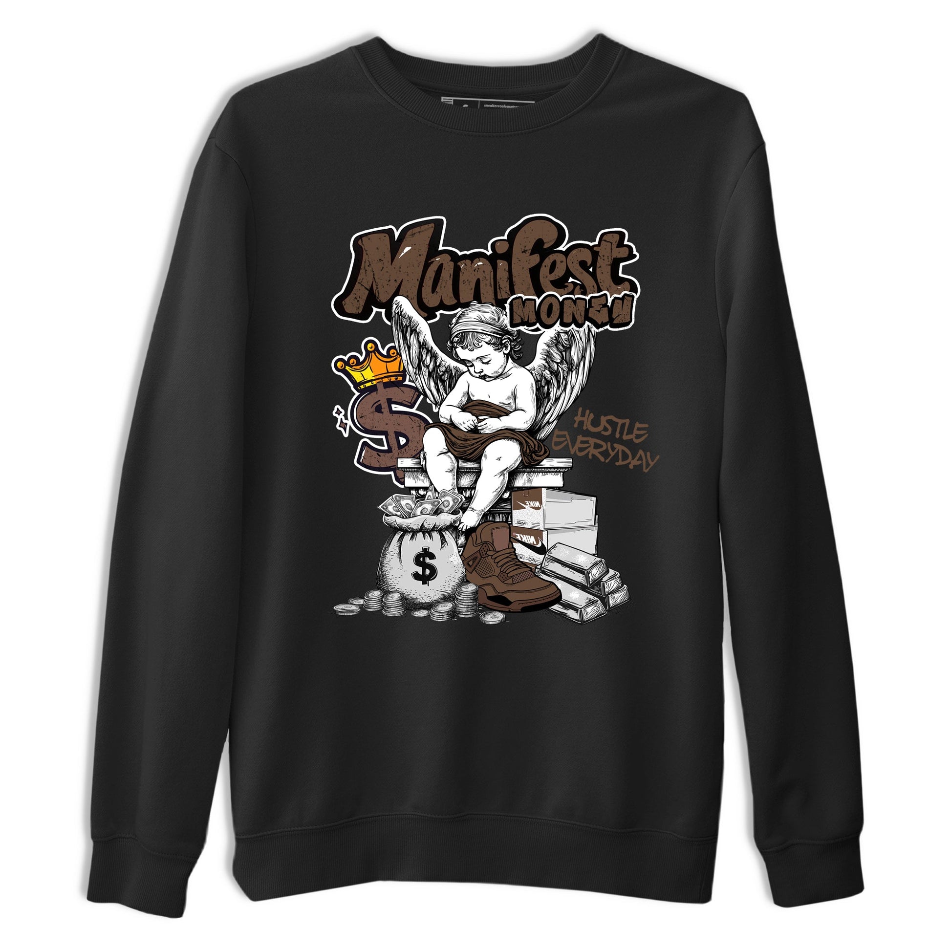 Best Christmas gifts for sneakerheads - Sneaker Tees To Match Air Jordan 4 A Ma Maniere x Dark Mocha Sneakers – Manifest Money Tee Black 2