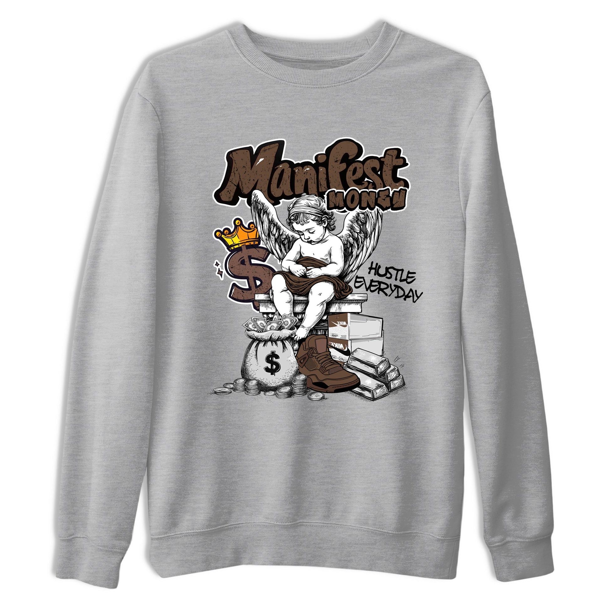 Best Christmas gifts for sneakerheads - Sneaker Tees To Match Air Jordan 4 A Ma Maniere x Dark Mocha Sneakers – Manifest Money Tee Heather Grey 2