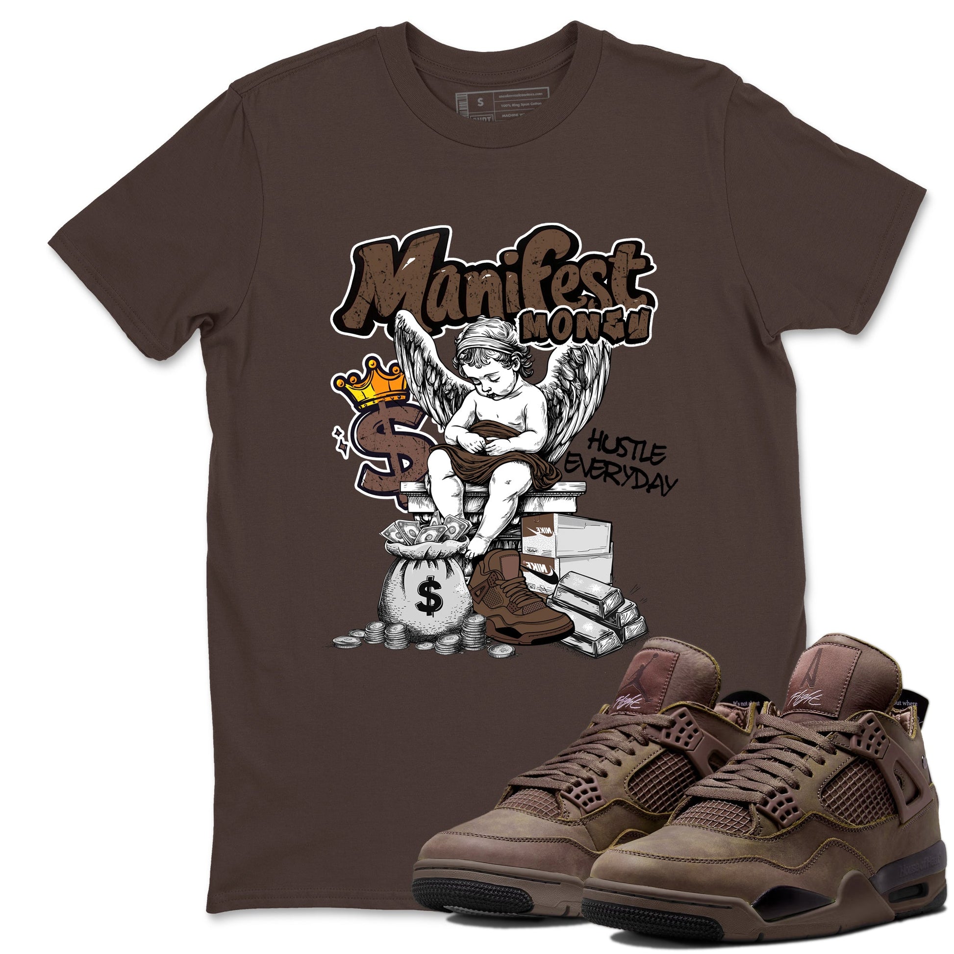 Best Christmas gifts for sneakerheads - Sneaker Tees To Match Air Jordan 4 A Ma Maniere x Dark Mocha Sneakers – Manifest Money Tee Dark Chocolate 1