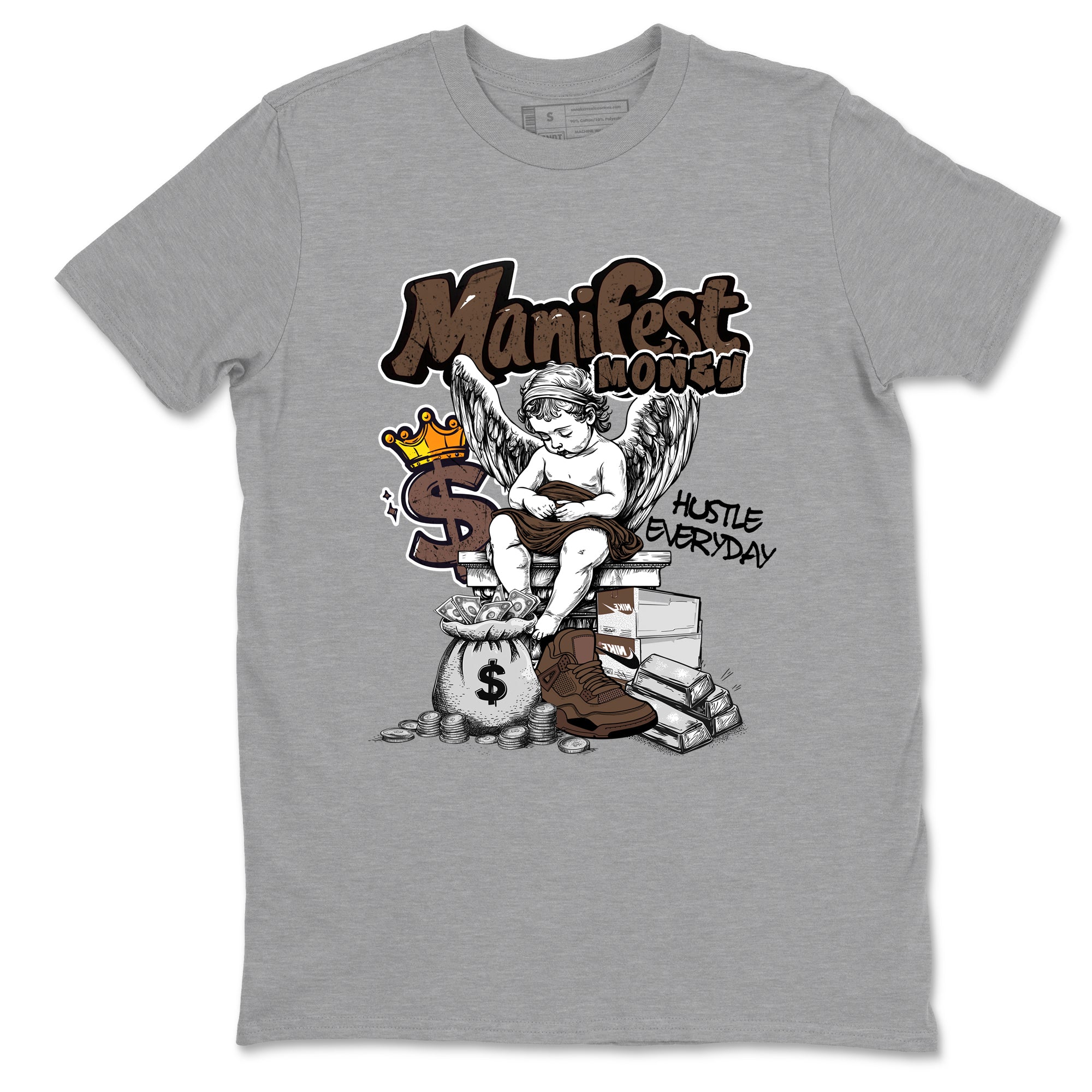 Best Christmas gifts for sneakerheads - Sneaker Tees To Match Air Jordan 4 A Ma Maniere x Dark Mocha Sneakers – Manifest Money Tee Heather Grey 2