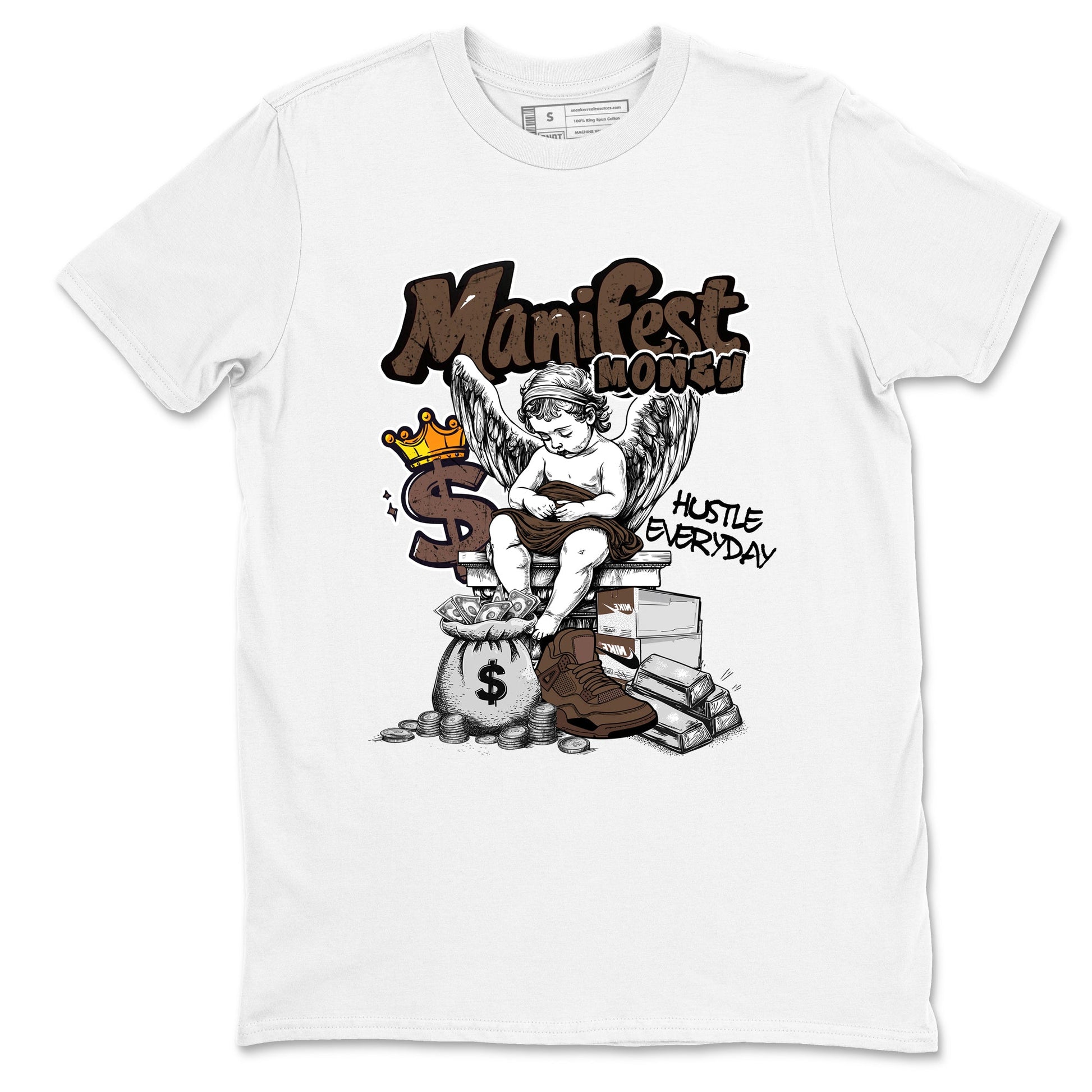 Best Christmas gifts for sneakerheads - Sneaker Tees To Match Air Jordan 4 A Ma Maniere x Dark Mocha Sneakers – Manifest Money Tee White 2