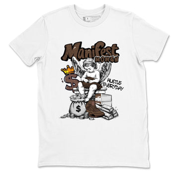 Best Christmas gifts for sneakerheads - Sneaker Tees To Match Air Jordan 4 A Ma Maniere x Dark Mocha Sneakers – Manifest Money Tee White 2