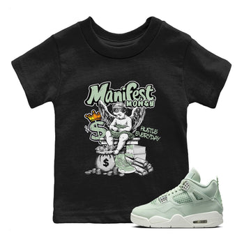 4s Abundance shirts to match jordans Manifest Money sneaker match tees Air Jordan 4 Seafoam match shoes to clothes SNRT Sneaker Tees Youth Baby Black 1 tee