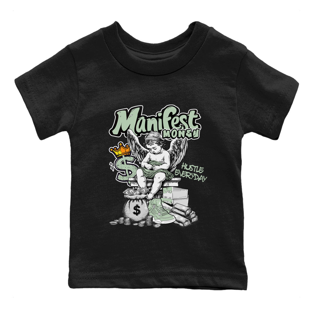 4s Abundance shirts to match jordans Manifest Money sneaker match tees Air Jordan 4 Seafoam match shoes to clothes SNRT Sneaker Tees Youth Baby Black 2 tee