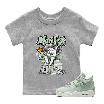 4s Abundance shirts to match jordans Manifest Money sneaker match tees Air Jordan 4 Seafoam match shoes to clothes SNRT Sneaker Tees Youth Baby Heather Grey 1 tee