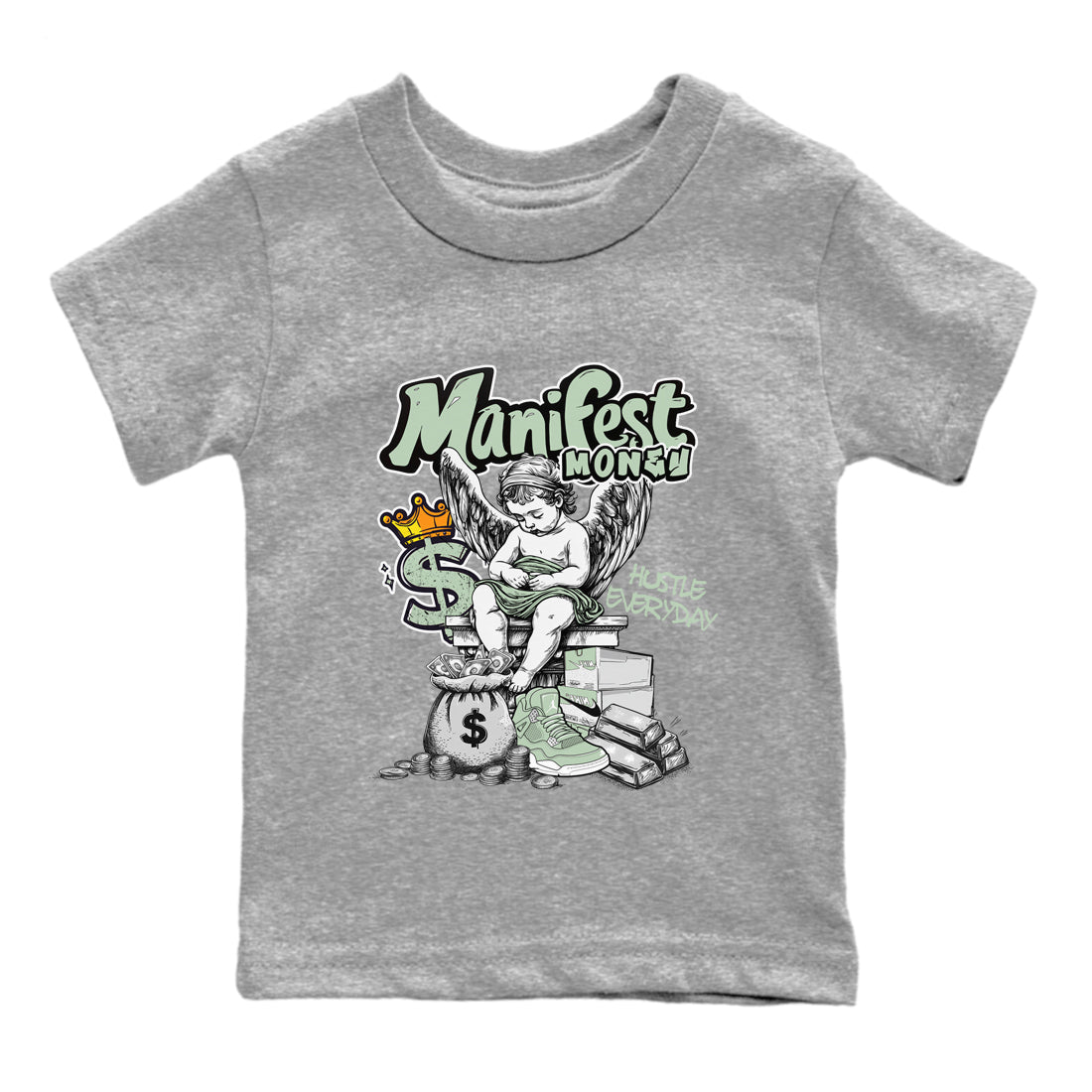4s Abundance shirts to match jordans Manifest Money sneaker match tees Air Jordan 4 Seafoam match shoes to clothes SNRT Sneaker Tees Youth Baby Heather Grey 2 tee