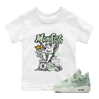 4s Abundance shirts to match jordans Manifest Money sneaker match tees Air Jordan 4 Seafoam match shoes to clothes SNRT Sneaker Tees Youth Baby White 1 tee