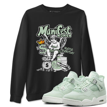 4s Abundance shirts to match jordans Manifest Money sneaker match tees Air Jordan 4 Seafoam match shoes to clothes SNRT Sneaker Tees unisex cotton Black 1 shirts