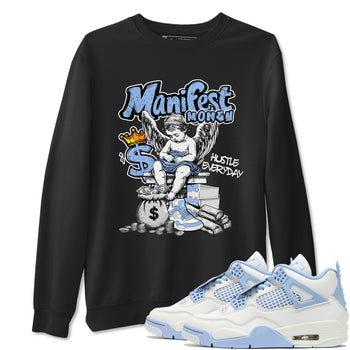 Manifest Money sneaker match t-shirt styled to complete your fit with the Air Jordan 4 Aluminum sneakers, shown in Black 1.