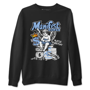 Manifest Money sneaker match t-shirt styled to complete your fit with the Air Jordan 4 Aluminum sneakers, shown in Black 2.