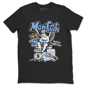 Manifest Money sneaker match t-shirt styled to complete your fit with the Air Jordan 4 Aluminum sneakers, shown in Black 2.