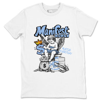 Manifest Money sneaker match t-shirt styled to complete your fit with the Air Jordan 4 Aluminum sneakers, shown in White 2.
