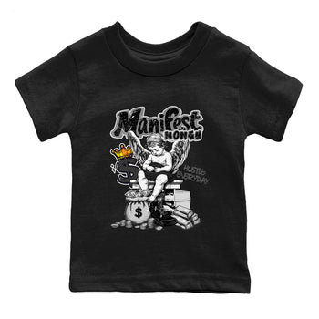 Sneaker match tees – Sneaker Tees To Match Air Jordan 4 Black Cat Shoes – Manifest Money Kids T-Shirt Black 2