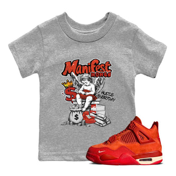4s Brick By Brick shirts to match jordans Manifest Money best t shirts to wear with jordans Nigel Sylvester x Air Jordan 4 Brick by Brick match shoes to clothes SNRT Sneaker Tees Youth Baby Heather Grey 1 tee