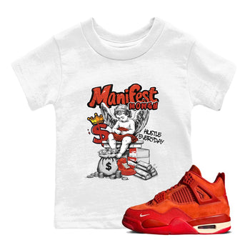 4s Brick By Brick shirts to match jordans Manifest Money best t shirts to wear with jordans Nigel Sylvester x Air Jordan 4 Brick by Brick match shoes to clothes SNRT Sneaker Tees Youth Baby White 1 tee