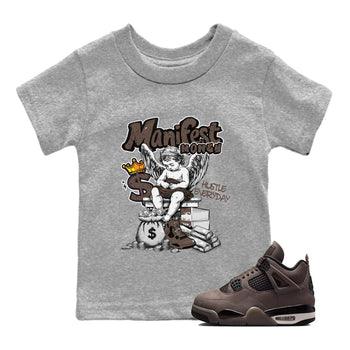 Sneaker match tees – Sneaker Tees To Match Air Jordan 4 Cave Stone Shoes – Manifest Money Kids T-Shirt Heather Grey 1