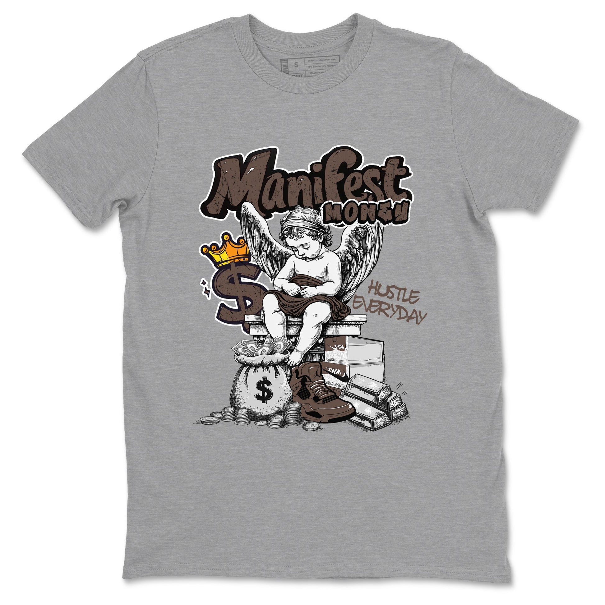 Sneaker match tees – Sneaker Tees To Match Air Jordan 4 Cave Stone Shoes – Manifest Money Tee Heather Grey 2