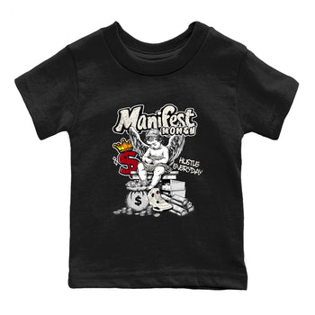Sneaker match tees – Sneaker Tees To Match Air Jordan 4 Flight Club Shoes – Manifest Money Kids T-Shirt Black 2