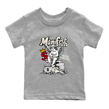 Sneaker match tees – Sneaker Tees To Match Air Jordan 4 Flight Club Shoes – Manifest Money Kids T-Shirt Heather Grey 2