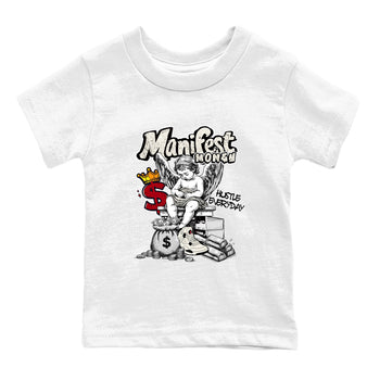 Sneaker match tees – Sneaker Tees To Match Air Jordan 4 Flight Club Shoes – Manifest Money Kids T-Shirt White 2