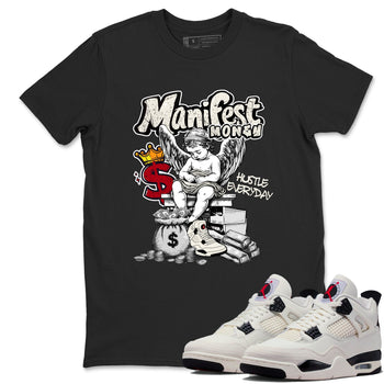 Sneaker match tees – Sneaker Tees To Match Air Jordan 4 Flight Club Shoes – Manifest Money Tee Black 1