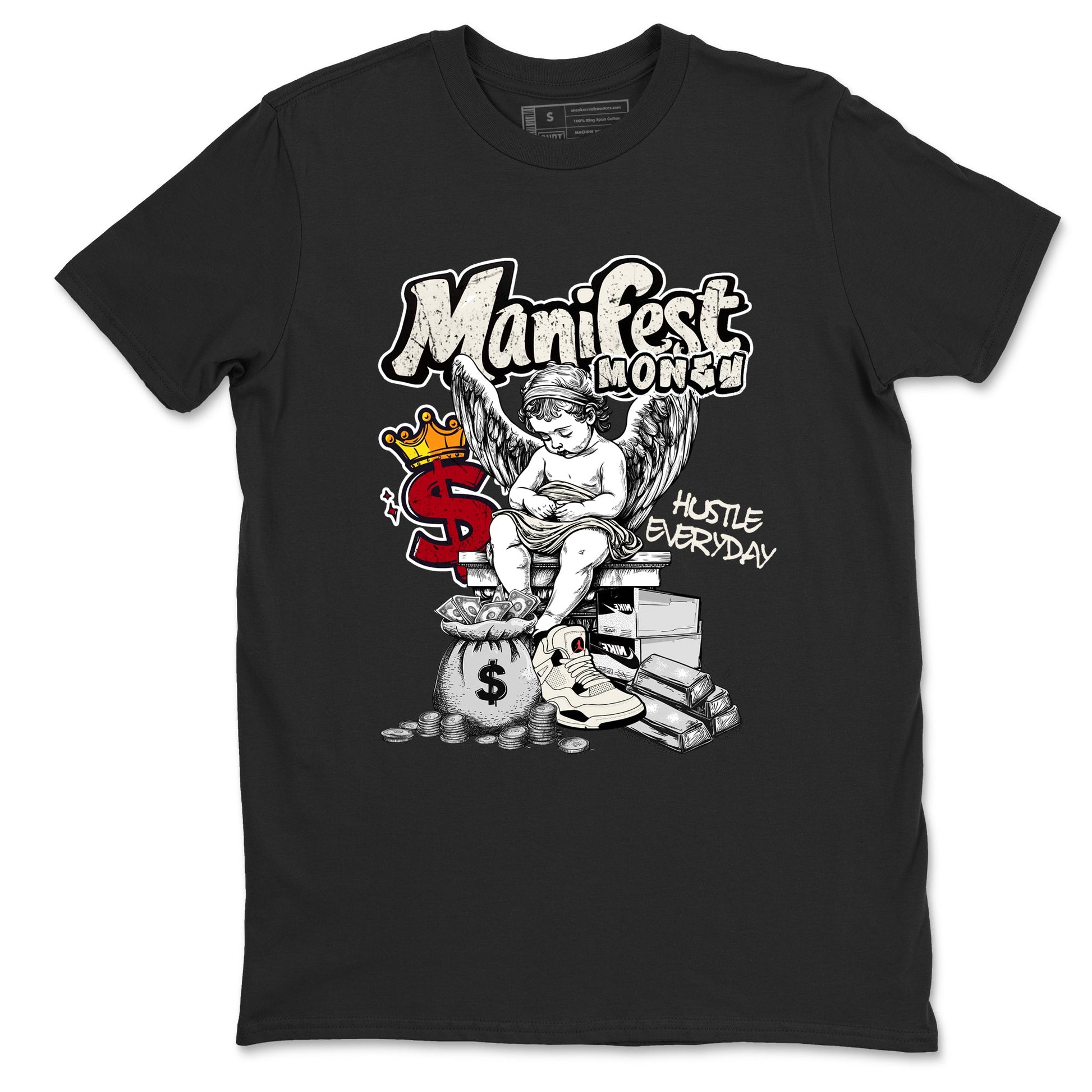 Sneaker match tees – Sneaker Tees To Match Air Jordan 4 Flight Club Shoes – Manifest Money Tee Black 2
