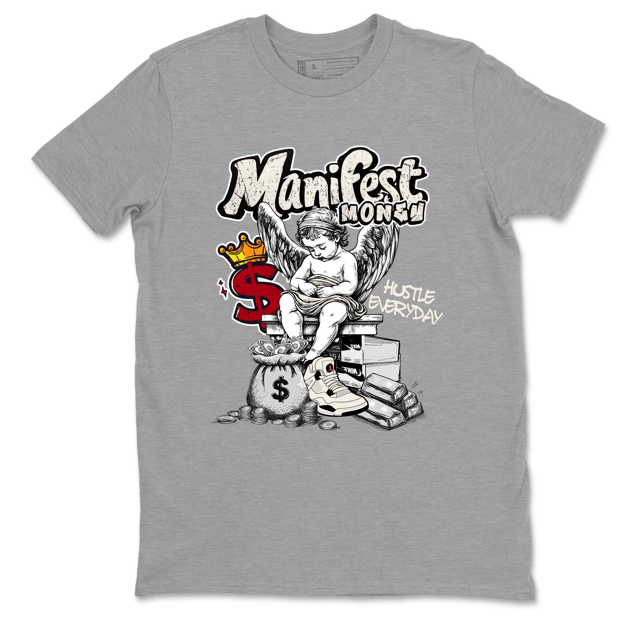 Sneaker match tees – Sneaker Tees To Match Air Jordan 4 Flight Club Shoes – Manifest Money Tee Heather Grey 2