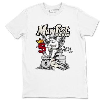 Sneaker match tees – Sneaker Tees To Match Air Jordan 4 Flight Club Shoes – Manifest Money Tee White 2
