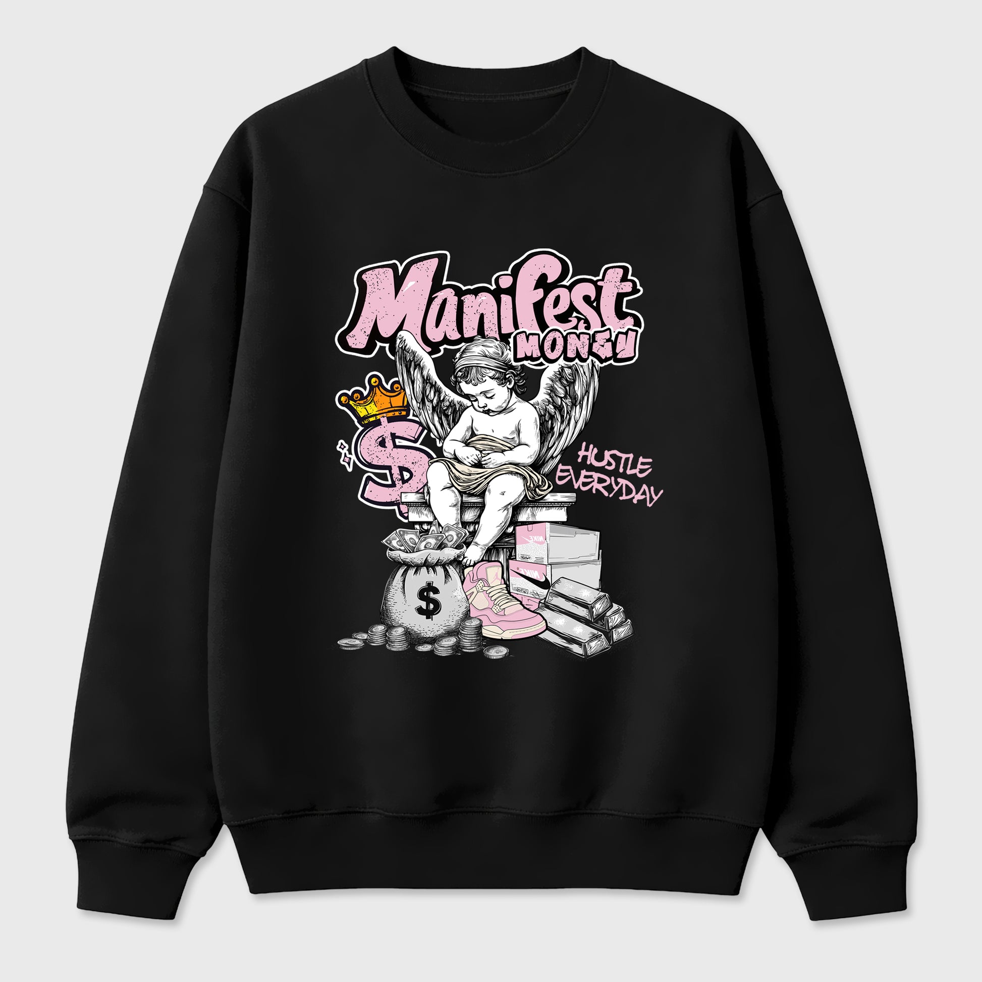 Sneaker match tees – Sneaker Tees To Match Air Jordan 4 Iced Carmine Shoes – Manifest Money Tee Black 2