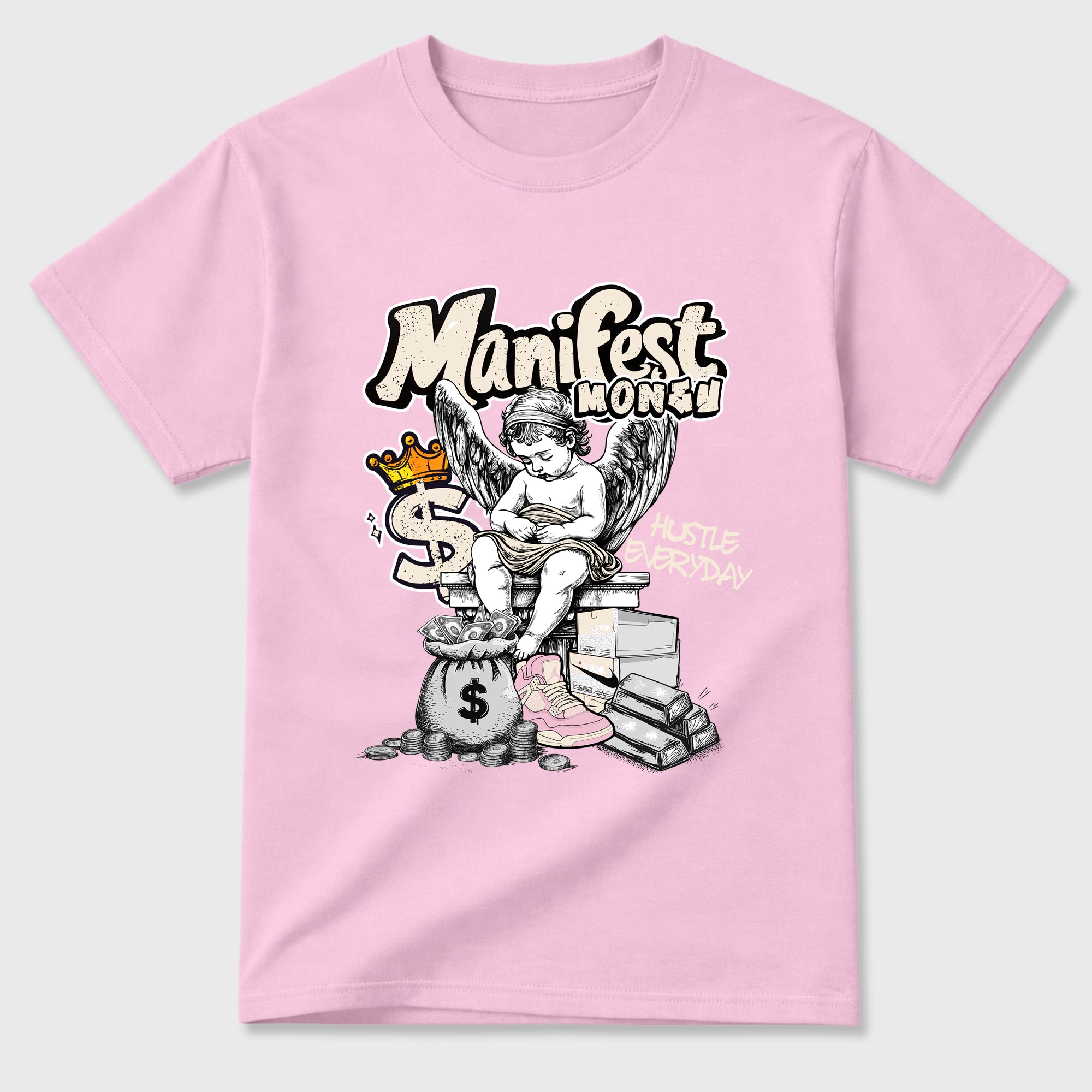 Sneaker match tees – Sneaker Tees To Match Air Jordan 4 Iced Carmine Shoes – Manifest Money Tee Pink 2