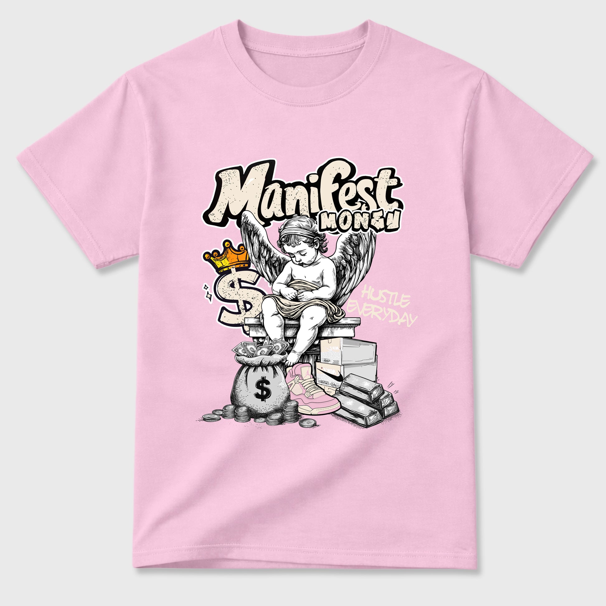Sneaker match tees – Sneaker Tees To Match Air Jordan 4 Iced Carmine Shoes – Manifest Money Tee Pink 2