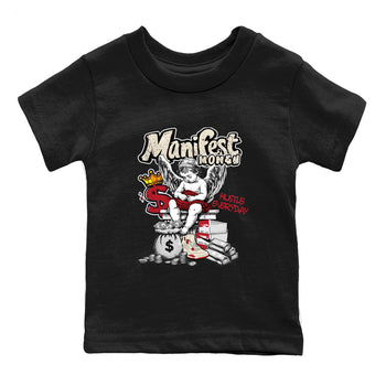Sneaker match tees – Sneaker Tees To Match Air Jordan 4 Valentines Day Shoes – Manifest Money Kids T-Shirt Black 2