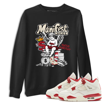 Sneaker match tees – Sneaker Tees To Match Air Jordan 4 Valentines Day Shoes – Manifest Money Tee Black 1